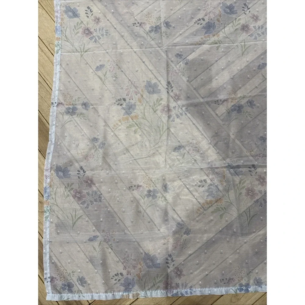 Vintage 90s Floral Balloon Shower Curtain Valance Sheer Dot Ruffle USA 70x72